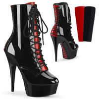 6 Inch Heel, 1 3/4 Inch Platform Two Tone Lace-up Ankle Boot, Side Zip - DELIGHT-1020FH
