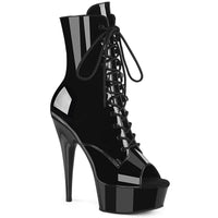 6 Inch Heel, 1 3/4 Inch Platform Peep Toe Lace-Up Ankle Boot, Side Zip - DELIGHT-1021