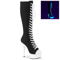 6 Inch Heel, 1 3/4 Inch Platform Lace-Up Knee High Sneaker Boot, Back Zip - DELIGHT-2000SK-02