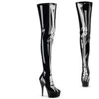 6 Inch Heel, 1 3/4 Inch Platform Stretch Thigh Boot w/Bone, Inside Zip - DELIGHT-3000BONE