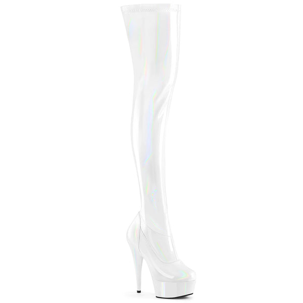 6 Inch Heel, 1 3/4 Inch Platform Stretch Thigh Boot,  12 Inch Side Zip - DELIGHT-3000HWR