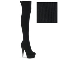 6 Inch Heel, 1 3/4 Inch Platform Pull-on Stretch Knit Thigh Boot - DELIGHT-3002-1