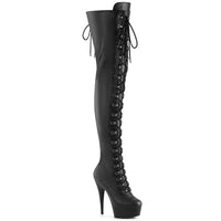 6 Inch Heel, 1 3/4 Inch Platform Lace-Up Thigh Boot, 1/2 Inside Zip - DELIGHT-3022