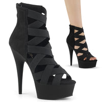 6 Inch Heel, 1 3/4 Inch Platform Criss Cross Bootie Sandal, Back Zip - DELIGHT-600-24