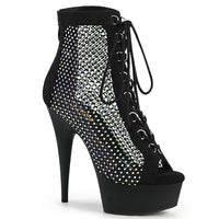 6 Inch Heel, 1 3/4 Inch Platform Lace-Up Peep Toe Ankle Boot, Back Zip - DELIGHT-600-33RM