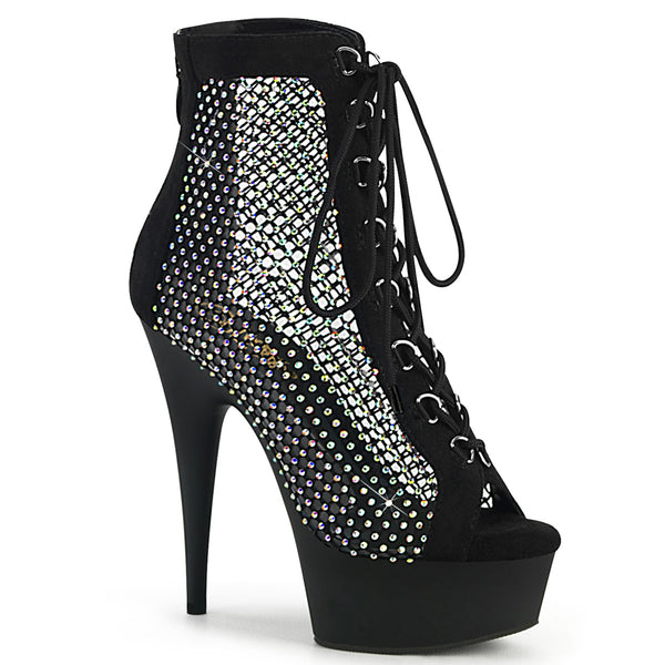 6 Inch Heel, 1 3/4 Inch Platform Lace-Up Peep Toe Ankle Boot, Back Zip - DELIGHT-600-33RM