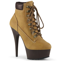 6 Inch Heel, 1 3/4 Inch Platform Lace-up Front Bootie, Side Zip - DELIGHT-600TL-02