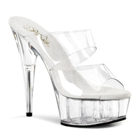 6 Inch Heel, 1 3/4 Inch Platform Two-Band Platform Slide - DELIGHT-602