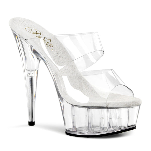 6 Inch Heel, 1 3/4 Inch Platform Two-Band Platform Slide - DELIGHT-602