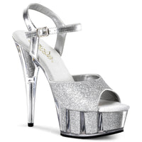 6 Inch Heel, 1 3/4 Inch Glitter-filled Platform Ankle Strap Sandal - DELIGHT-609-5G
