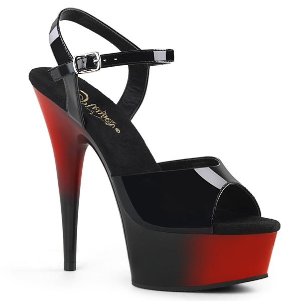 6 Inch Heel, 1 3/4 Inch Platform Two Tone Ankle Strap Sandal - DELIGHT-609BR