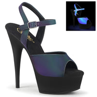 6 Inch Heel, 1 3/4 Inch Platform Ankle Strap Sandal w/Reflective Effect - DELIGHT-609REFL