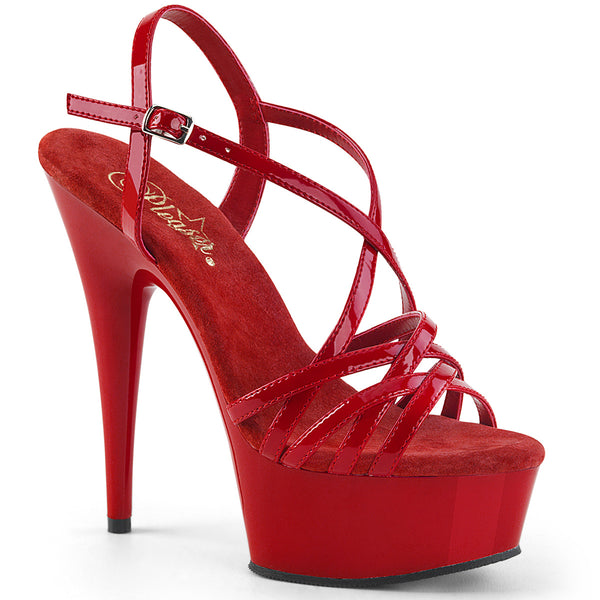 6 Inch Heel, 1 3/4 Inch Platform Criss-Cross Strap Sandal - DELIGHT-613