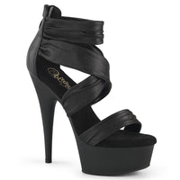 6 Inch Heel, 1 3/4 Inch Platform Ruched Ankle Strap Sandal, Back Zip - DELIGHT-620