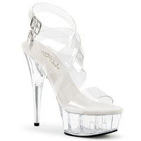 6 Inch Heel, 1 3/4 Inch Platform Criss Cross Sandal, Back Zip - DELIGHT-635