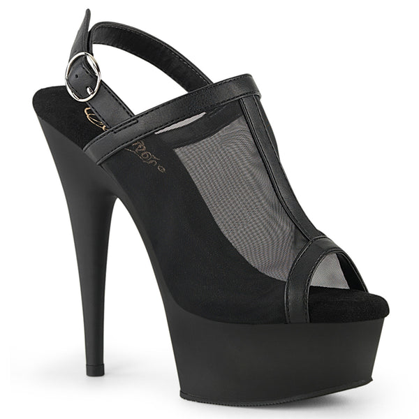 DELIGHT 636 Black Mesh Sexy Sandals 6 Inch Heels Pleaser Shoes