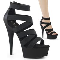 6 Inch Heel, 1 3/4 Inch Platform Double Criss Cross Sandal, Back Zip - DELIGHT-659