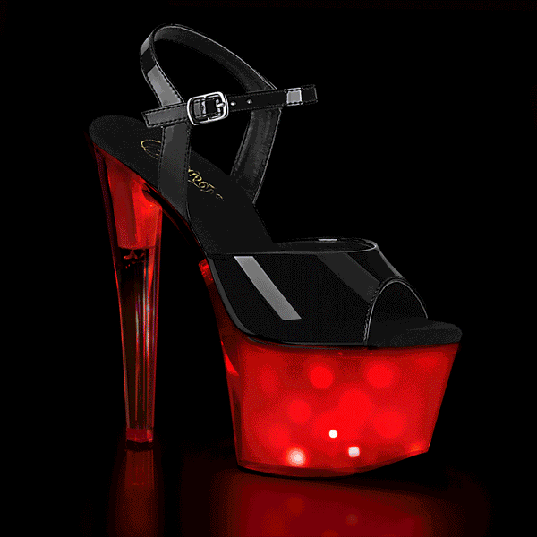 7 Inch Heel, 2 3/4 Inch Platform LED Illuminated Ankle Strap Sandal - DISCOLITE-709