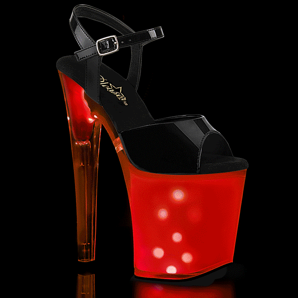 8 Inch Heel, 4 Inch Platform LED Illuminated Ankle Strap Sandal - DISCOLITE-809