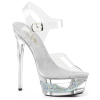 6 1/2 Inch Heel, 1 3/4 Inch Cut Out Platform Ankle Strap Sandal - ECLIPSE-608DM