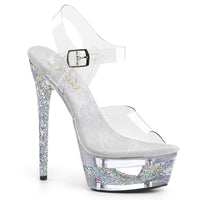 6 1/2 Inch Heel, 1 3/4 Inch Cut Out Platform Ankle Strap Sandal - ECLIPSE-608GT