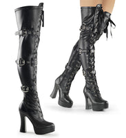 5 Inch Stack Heel, 1 1/2 Inch Platform Front Lace-Up Thigh Boot - ELECTRA-3028