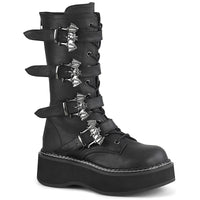 2 Inch Platform Lace_up Mid-Calf Boot w/ 4 Buckle Straps, Back Zip - EMILY-322