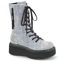 2 Inch Platform Calf High Lace-Up Boot W/ Zip Pocket, Metal Side Zip - EMILY-362