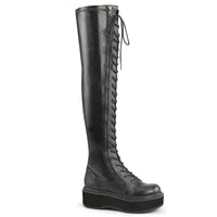2 Inch Platform STR Thigh-High Lace-Up Boot W/ Outer Metal Zipper - EMILY-375