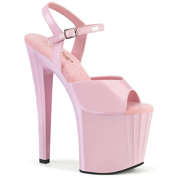 8 Inch High Heel, 3 3/4 Inch Platform, Larger Platform Base and Thicker Almond Shaped Heel Tip,  More Stable for Walking and Dancing Than Most 8 Inch Heel Styles Ankle Strap Sandal - ENCHANT-709