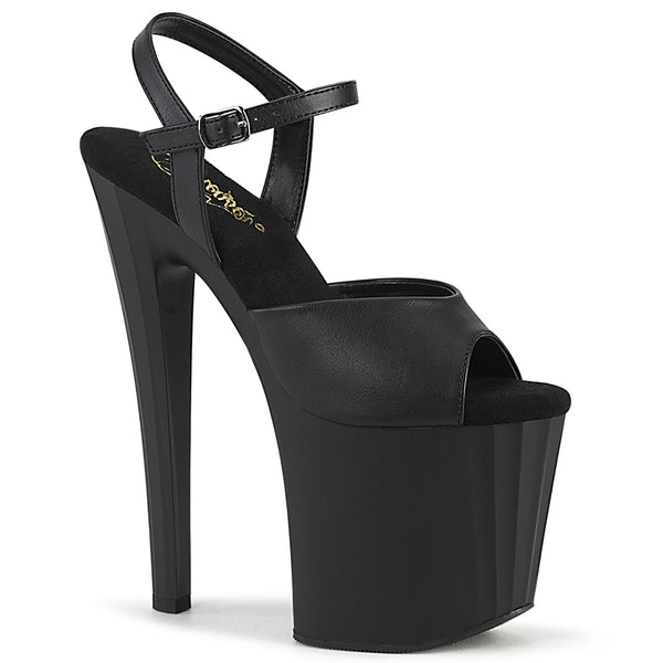 8 Inch High Heel, 3 3/4 Inch Platform, Larger Platform Base and Thicker Almond Shaped Heel Tip,  More Stable for Walking and Dancing Than Most 8 Inch Heel Styles Ankle Strap Sandal - ENCHANT-709