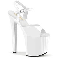 8 Inch High Heel, 3 3/4 Inch Platform, Larger Platform Base and Thicker Almond Shaped Heel Tip,  More Stable for Walking and Dancing Than Most 8 Inch Heel Styles Ankle Strap Sandal - ENCHANT-709