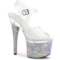 7 Inch Heel, 3 Inch Platform Ankle Strap Sandal w/RS - ESTEEM-708DM