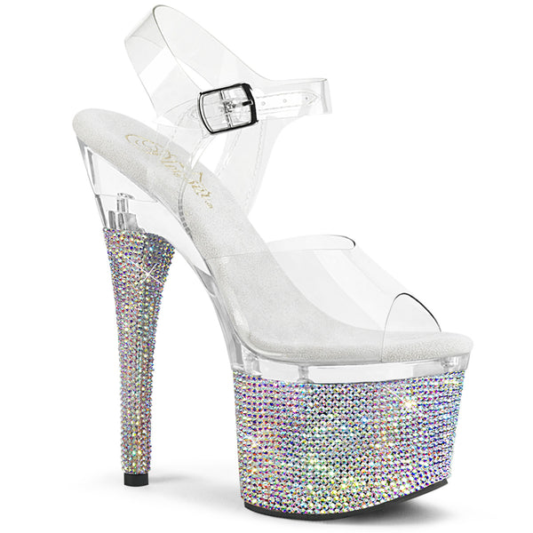 7 Inch Heel, 3 Inch Platform Ankle Strap Sandal w/RS - ESTEEM-708DM