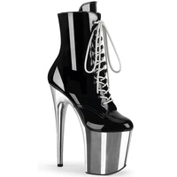 8 Inch Heel, 4 Inch Platform Lace-Up Front Ankle Boot, Side Zip - FLAMINGO-1020