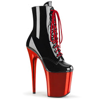 8 Inch Heel, 4 Inch Platform Lace-up Ankle Boot, Side Zip - FLAMINGO-1020