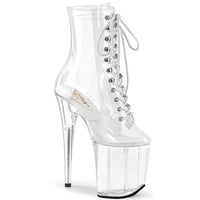 8 Inch Heel, 4 Inch Platform Lace-Up Front Ankle Boot - FLAMINGO-1020C
