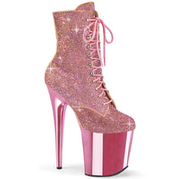 8 Inch Heel , 4 Inch Platform Lace-Up RS Embellished Ankle Boot, Side Zip - FLAMINGO-1020CHRS