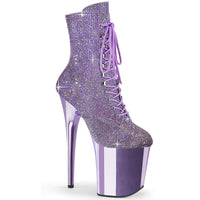 8 Inch Heel , 4 Inch Platform Lace-Up RS Embellished Ankle Boot, Side Zip - FLAMINGO-1020CHRS