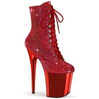 8 Inch Heel , 4 Inch Platform Lace-Up RS Embellished Ankle Boot, Side Zip - FLAMINGO-1020CHRS