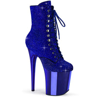 8 Inch Heel , 4 Inch Platform Lace-Up RS Embellished Ankle Boot, Side Zip - FLAMINGO-1020CHRS