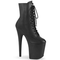 8 Inch Heel, 4 Inch Platform Lace-Up Front Ankle Boot, Side Zip - FLAMINGO-1020LWR