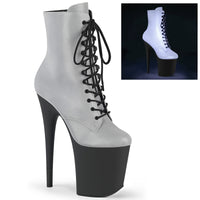8 Inch Heel, 4 Inch Platform Lace-Up Front Ankle Boot, Side Zip - FLAMINGO-1020REFL