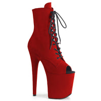 8 Inch Heel, 4 Inch Platform Open Toe Lace-Up Ankle Boot, Side Zip - FLAMINGO-1021FS