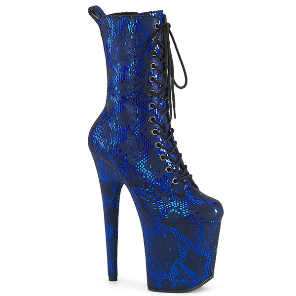 8 Inch Heel, 4 Inch Platform Lace-Up Front Ankle Boot, Side Zip - FLAMINGO-1040SPF
