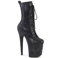 8 Inch Heel, 4 Inch Platform Lace-Up Front Ankle Boot, Side Zip - FLAMINGO-1040SPF
