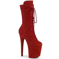 8 Inch Heel, 4 Inch Platform Lace-Up Front Mid Calf Boot, Side Zip - FLAMINGO-1050FS