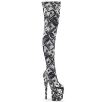 8 Inch Heel, 4 Inch Platform Stretch Thigh Boot, Side Zip - FLAMINGO-3000DP