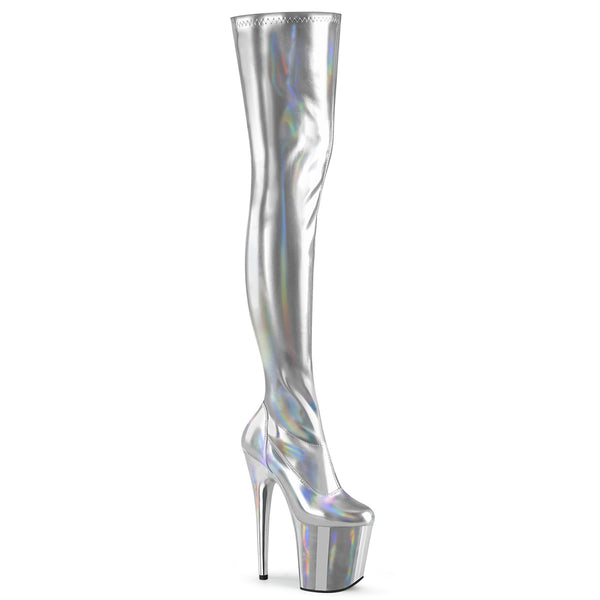 8 Inch Heel, 4 Inch Platform Stretch Thigh Boot, Side Zip - FLAMINGO-3000HWR
