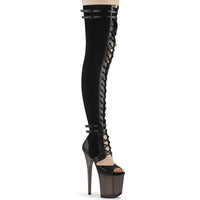 8 Inch Heel, 4 Inch Platform Lace-Up Front Thigh, Side Zip - FLAMINGO-3027